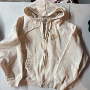 Y2K PINK Victoria's Secret Cream Cropped Hoodie 2004